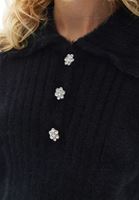 Bayan Siyah Düğme Detaylı Kazak