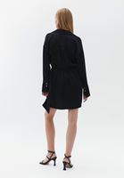 Bayan Siyah Kruvaze Saten Elbise