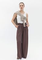 Bayan Kahverengi Yüksek Bel Wide-Leg Pantolon ( TENCEL™ )