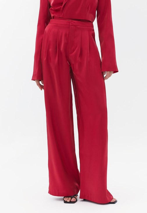 Saten Crop Ceket ve Pantolon Kombini