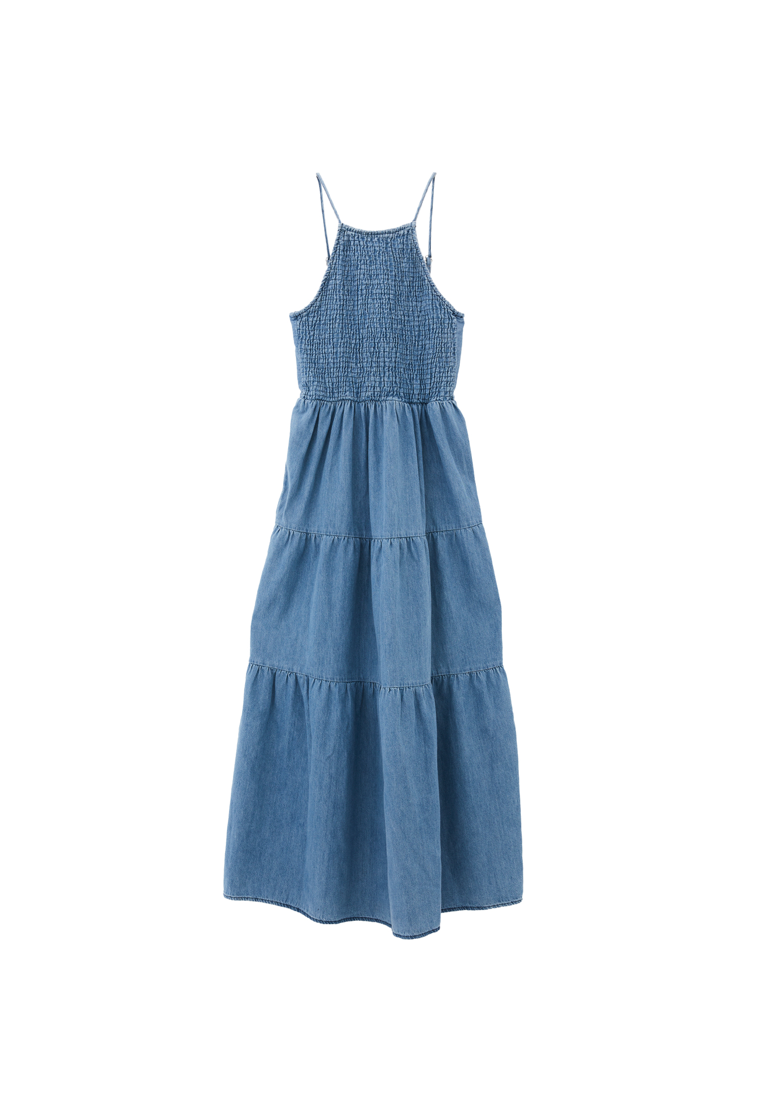 Mavi Gipe Detaylı Denim Elbise