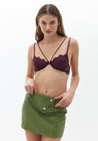 Biye Detaylı Dantelli Bralet ve Mini Etek Kombini