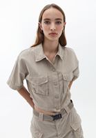 Crop Gömlek ve Tencel Şort Kombini