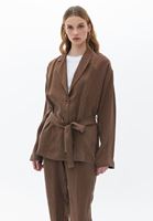 Bayan Kahverengi Bağlamalı Blazer Ceket ( TENCEL™ )