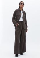 Bayan Kahverengi Orta Bel Wide-Leg Pantolon ( TENCEL™ )