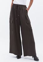 Bayan Kahverengi Orta Bel Wide-Leg Pantolon ( TENCEL™ )