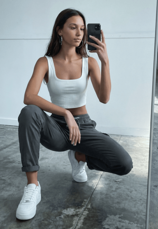 Gri Beli Lastikli Carrot-Fit Pantolon ( TENCEL™ )