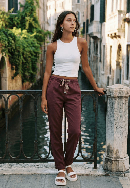 Mor Beli Lastikli Carrot-Fit Pantolon ( TENCEL™ )
