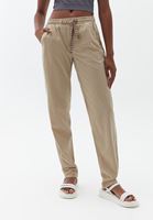 Bayan Bej Beli Lastikli Carrot-Fit Pantolon ( TENCEL™ )