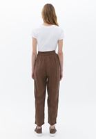 Bayan Kahverengi Yüksek Bel Straight-Fit Pantolon ( TENCEL™ )