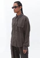 Bayan Yeşil Oversize Cepli Gömlek ( TENCEL™ )