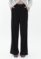 Bayan Siyah Ultra Yüksek Bel Wide-Leg Pantolon ( TENCEL™ )