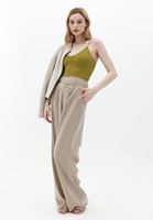 Bayan Bej Ultra Yüksek Bel Wide-Leg Pantolon ( TENCEL™ )