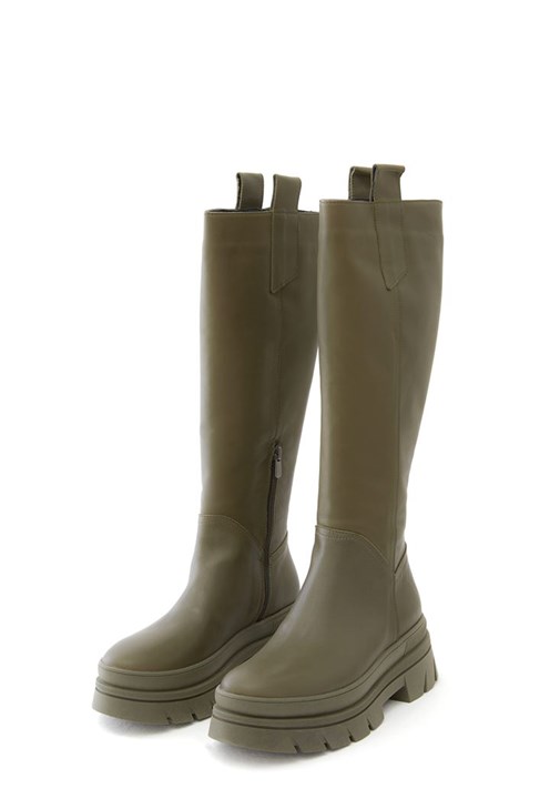 Yeşil Uzun Deri Çizme