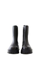 Bayan Siyah Yanı Lastikli Vegan Deri Bot