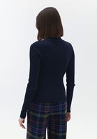 Bayan Lacivert Polo Yaka Triko Kazak