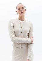 Bayan Bej Jakarlı Crop Hırka