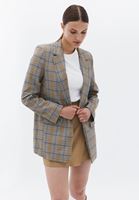 Bayan Çok Renkli Ekoseli Blazer Ceket