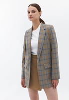 Bayan Çok Renkli Ekoseli Blazer Ceket