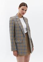 Bayan Çok Renkli Ekoseli Blazer Ceket