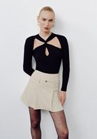 Bayan Siyah Cut-Out Detaylı Kazak