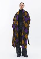 Bayan Çok Renkli Yün Karışımlı Ekoseli Kaban 