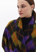 Bayan Çok Renkli Yün Karışımlı Ekoseli Kaban 