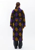 Bayan Çok Renkli Yün Karışımlı Ekoseli Kaban 