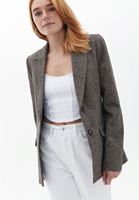 Bayan Kahverengi Düğmeli Blazer Ceket