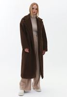 Bayan Kahverengi Yün Karışımlı Oversize Kaban
