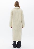 Bayan Bej Yün Karışımlı Oversize Kaban