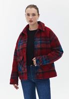 Bayan Çok Renkli Yün Karışımlı Oversize Ceket