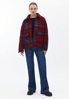 Bayan Çok Renkli Yün Karışımlı Oversize Ceket