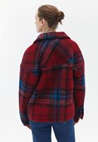 Bayan Çok Renkli Yün Karışımlı Oversize Ceket