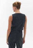 Women Grey Wool Blended Crop Waistcoat 