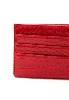 Bayan Kırmızı Crocodile Dokulu Kartlık
