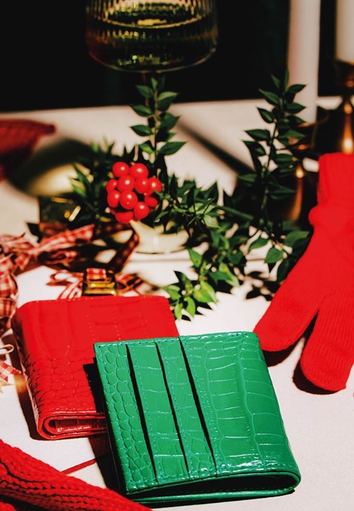 Yeşil Crocodile Dokulu Kartlık