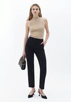 Bayan Siyah Yüksek Bel Carrot-Fit Pantolon