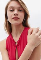 Bayan Pembe Cut Out Detaylı Büzgülü Mini Elbise