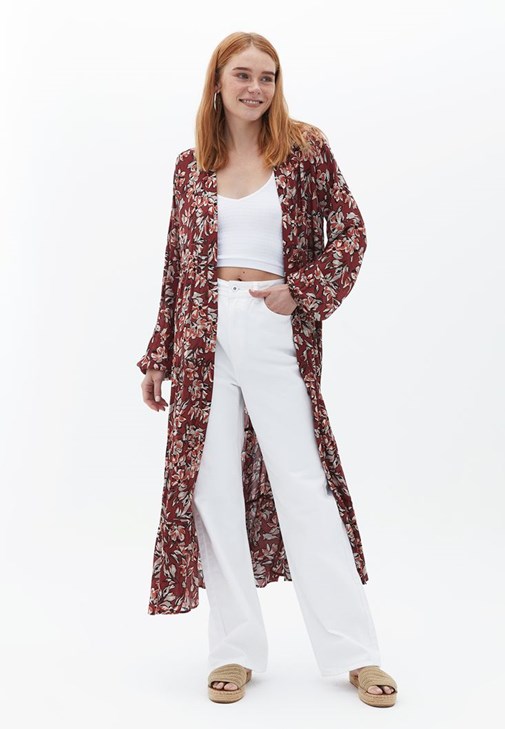 Düğmeli Kimono ve Pantolon Kombini