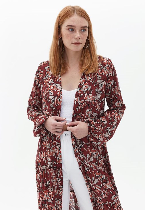 Düğmeli Kimono ve Pantolon Kombini