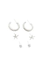 Bayan Gümüş Çoklu Küpe Seti