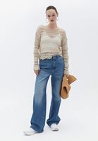 Bayan Krem Ajurlu Örme Triko