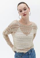 Bayan Krem Ajurlu Örme Triko