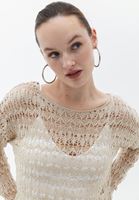 Bayan Krem Ajurlu Örme Triko