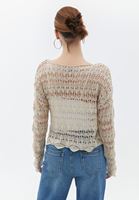 Bayan Krem Ajurlu Örme Triko