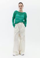 Bayan Yeşil Ajurlu Örme Triko