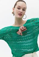 Bayan Yeşil Ajurlu Örme Triko