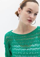 Bayan Yeşil Ajurlu Örme Triko