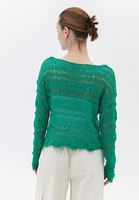 Bayan Yeşil Ajurlu Örme Triko